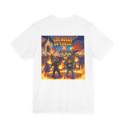 Los Bolas de Fuego Tee | Backprint Graphic Neighborhood Firefighters Design