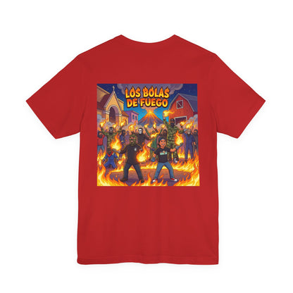 Los Bolas de Fuego Tee | Backprint Graphic Neighborhood Firefighters Design