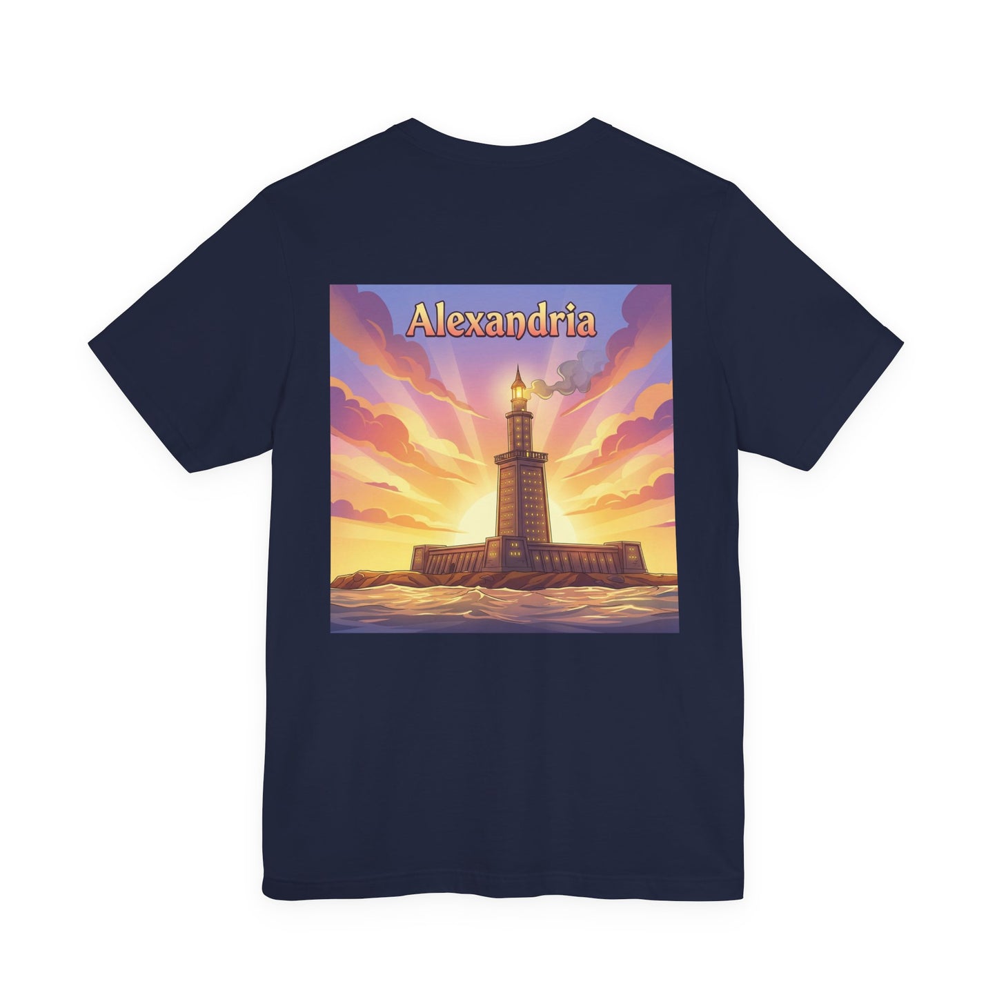 Alexandria Lighthouse Sunset Tee | Back Print T-Shirt