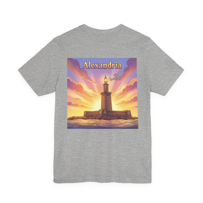 Alexandria Lighthouse Sunset Tee | Back Print T-Shirt