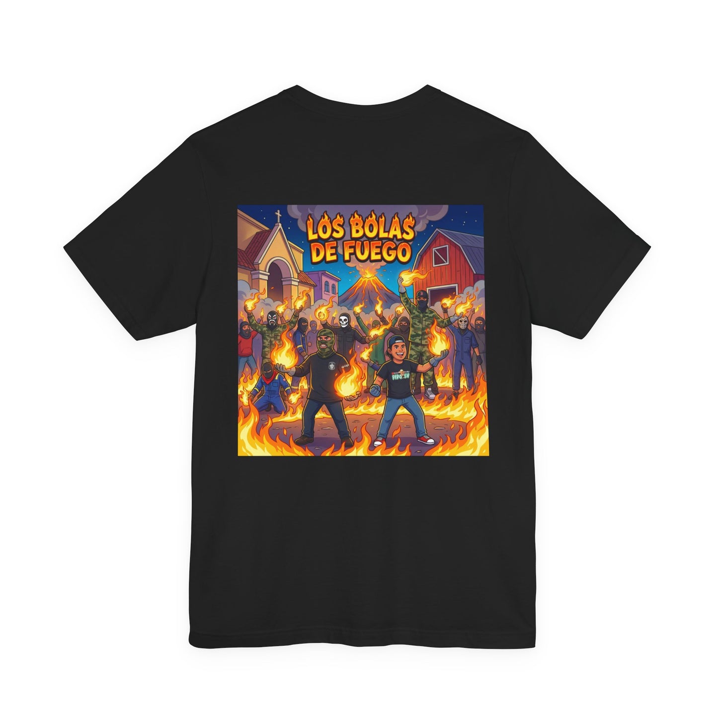 Los Bolas de Fuego Tee | Backprint Graphic Neighborhood Firefighters Design