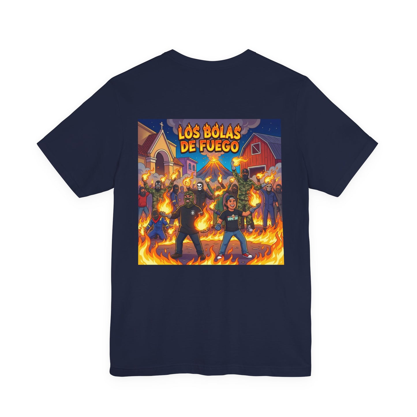 Los Bolas de Fuego Tee | Backprint Graphic Neighborhood Firefighters Design