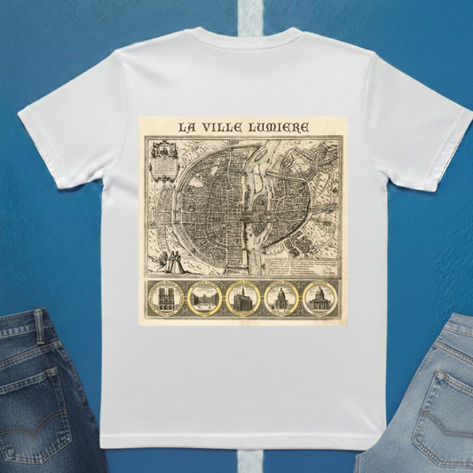 La Ville Lumière Paris Map T-Shirt